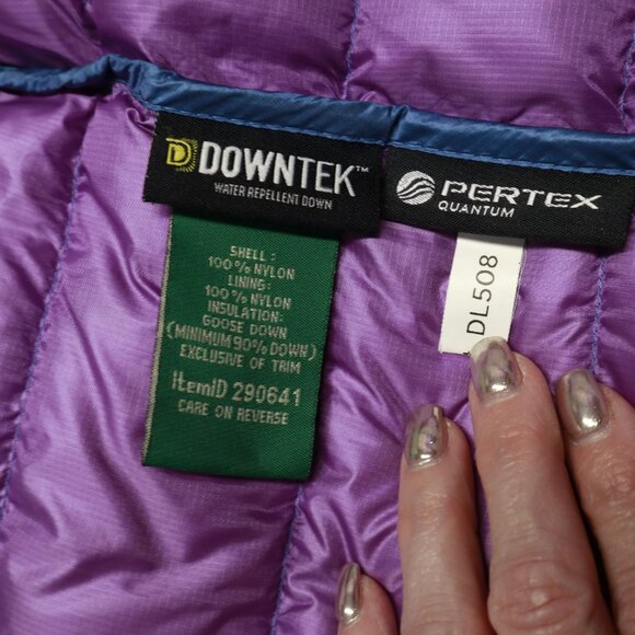 L.L. Bean Down Tek Ultra Light 850 Puffer Jacket Womens Large Blue Packable Snow - Picture 14 of 16